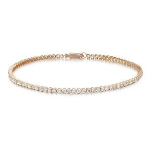 Prong Set Round Cut Diamond Tennis Bracelet 14K Yellow Gold 1.98Cttw 7 Inches
